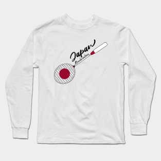 Japan Badminton Flag of Japan Support Japanese Team of Badminton Racket Long Sleeve T-Shirt